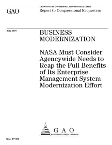 GAO BUSINESS MODERNIZATION NASA Must Consider