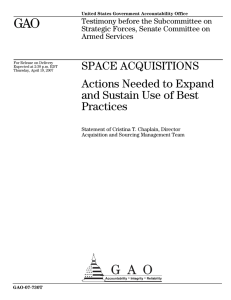 GAO SPACE ACQUISITIONS Actions Needed to Expand and Sustain Use of Best