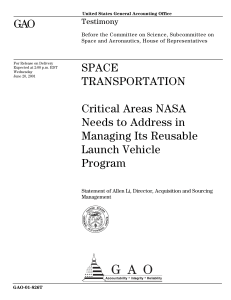 GAO SPACE TRANSPORTATION Critical Areas NASA