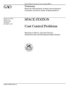 GAO SPACE STATION Cost Control Problems Testimony