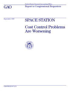 GAO SPACE STATION Cost Control Problems Are Worsening