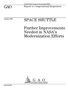 GAO SPACE SHUTTLE Further Improvements Needed in NASA’s