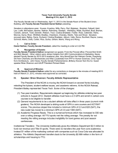 Texas Tech University Faculty Senate Meeting # 314, April 11, 2012