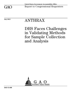 GAO ANTHRAX DHS Faces Challenges in Validating Methods