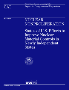 GAO NUCLEAR NONPROLIFERATION Status of U.S. Efforts to
