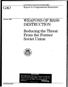 ~ GAO WEAPONS OF MASS DESTRUCTION Reducing the Threat