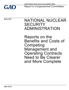 NATIONAL NUCLEAR SECURITY ADMINISTRATION Reports on the