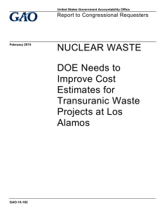 NUCLEAR WASTE  DOE Needs to Improve Cost