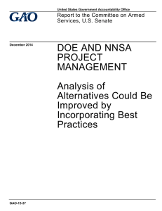 DOE AND NNSA PROJECT MANAGEMENT Analysis of