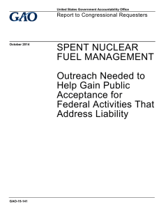 SPENT NUCLEAR FUEL MANAGEMENT Outreach Needed to Help Gain Public