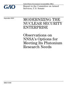 MODERNIZING THE NUCLEAR SECURITY ENTERPRISE Observations on