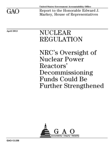 GAO NUCLEAR REGULATION NRC’s Oversight of