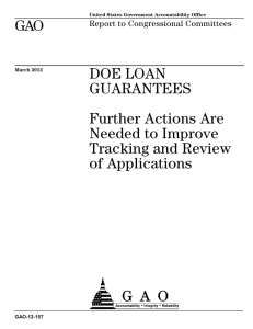 GAO DOE LOAN GUARANTEES Further Actions Are
