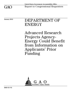 GAO DEPARTMENT OF ENERGY Advanced Research