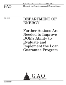 GAO DEPARTMENT OF ENERGY Further Actions Are