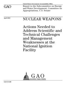 GAO NUCLEAR WEAPONS Actions Needed to Address Scientific and