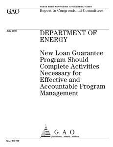 GAO DEPARTMENT OF ENERGY New Loan Guarantee