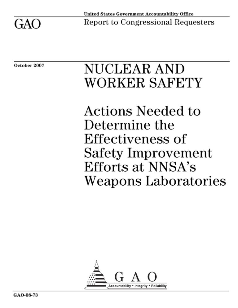Gao Nuclear And Worker Safety Actions Needed To 5723