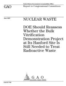 GAO NUCLEAR WASTE DOE Should Reassess Whether the Bulk