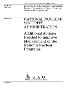 GAO NATIONAL NUCLEAR SECURITY ADMINISTRATION