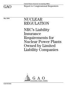 GAO NUCLEAR REGULATION NRC’s Liability