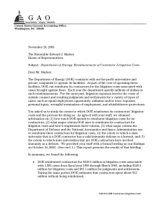 November 26, 2003 The Honorable Edward J. Markey House of Representatives