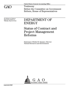 GAO DEPARTMENT OF ENERGY Status of Contract and