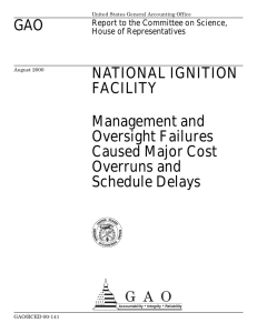 GAO NATIONAL IGNITION FACILITY Management and