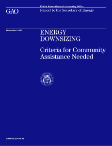 GAO ENERGY DOWNSIZING Criteria for Community