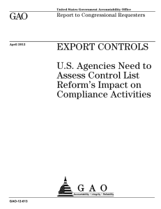 GAO EXPORT CONTROLS U.S. Agencies Need to Assess Control List