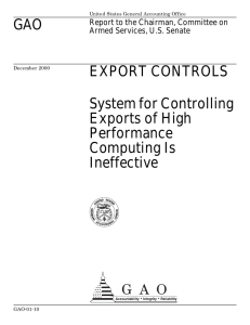 GAO EXPORT CONTROLS System for Controlling Exports of High