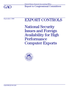 GAO EXPORT CONTROLS National Security Issues and Foreign