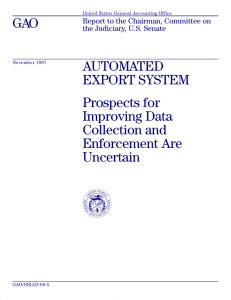 GAO AUTOMATED EXPORT SYSTEM Prospects for