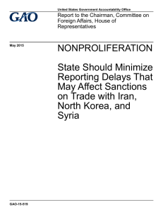 State Should Minimize Reporting Delays That May Affect Sanctions on Trade with Iran,