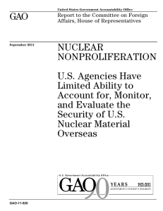 GAO NUCLEAR NONPROLIFERATION U.S. Agencies Have