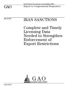 GAO IRAN SANCTIONS Complete and Timely Licensing Data