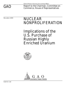 GAO NUCLEAR NONPROLIFERATION Implications of the