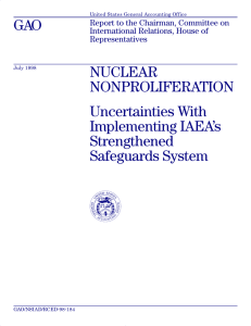 GAO NUCLEAR NONPROLIFERATION Uncertainties With