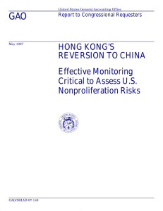 GAO HONG KONG&rsquo;S REVERSION TO CHINA Effective Monitoring