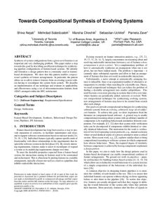 Towards Compositional Synthesis of Evolving Systems Shiva Nejati Mehrdad Sabetzadeh Marsha Chechik