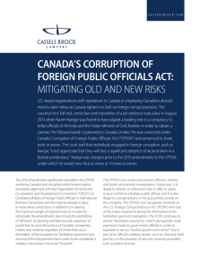 CANADA’S CORRUPTION OF FOREIGN PUBLIC OFFICIALS ACT: MITIGATING OLD AND NEW RISKS