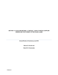 CCAA ORDERS AND THE PAYMENT OF PRE-FILING CLAIMS Steven D. Dvorak and