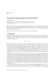 On Subrecursive Representability of Irrational Numbers Lars Kristiansen