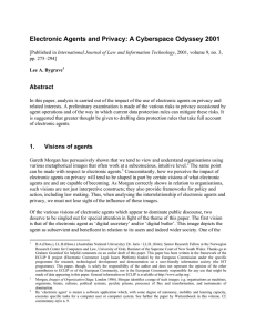 Electronic Agents and Privacy: A Cyberspace Odyssey 2001 Abstract