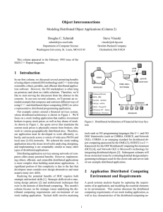 Object Interconnections Modeling Distributed Object Applications (Column 2) Douglas C. Schmidt Steve Vinoski