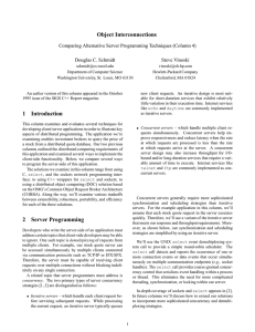 Object Interconnections Comparing Alternative Server Programming Techniques (Column 4) Douglas C. Schmidt