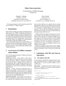 Object Interconnections An Introduction to CORBA Messaging (Column 15) Douglas C. Schmidt