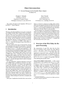 Object Interconnections C++ Servant Managers for the Portable Object Adapter (Column 14)