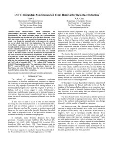 LOFT: Redundant Synchronization Event Removal for Data Race Detection  Yan Cai