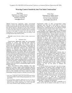 Weaving Context Sensitivity into Test Suite Construction Huai Wang W.K. Chan